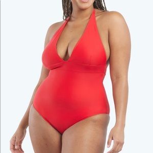 Summersalt NWT Halter Plunge- Red
